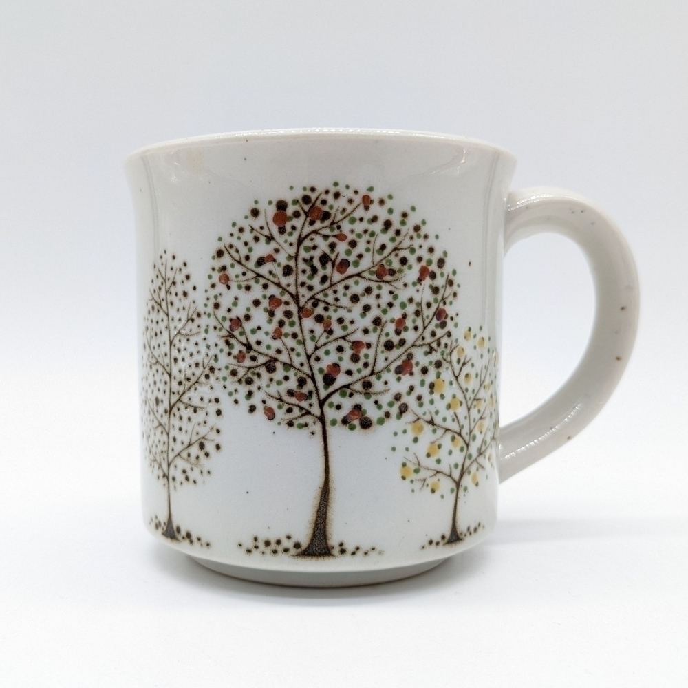 Vintage ceramic stipple paint tree coffee tea mug